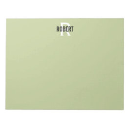 Modernes, grünes Notizblock mit Monogramm