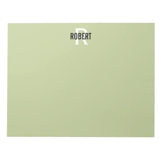 Modernes, grünes Notizblock mit Monogramm (Vorderseite)