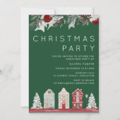 Modernes grünes Party oder Weihnachtsfeiertage Einladung (Vorderseite)