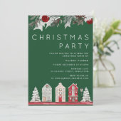 Modernes grünes Party oder Weihnachtsfeiertage Einladung (Stehend Vorderseite)