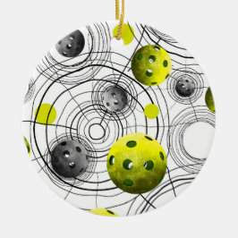 Modernes grünes Pickleball Keramik Ornament
