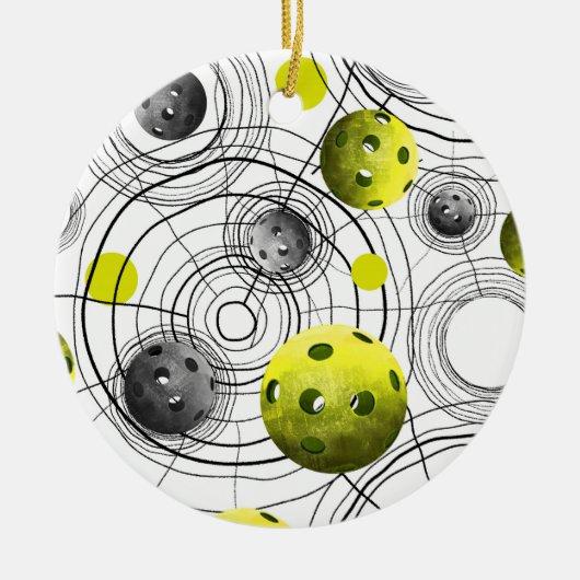 Modernes grünes Pickleball Keramik Ornament (Vorne)