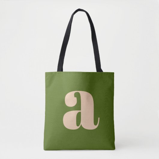 Modernes, grünes Retro-Monogramm Tasche (Vorderseite)