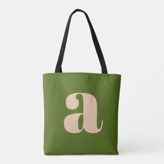 Modernes, grünes Retro-Monogramm Tasche (Rückseite)