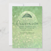Modernes, grünes Schmetterlingskleid Tiara Quince Einladung (Rückseite)