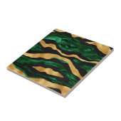 Modernes, grünes Schwarz-Gold-Tiermuster Fliese (Seite)