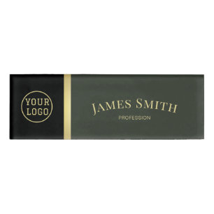Modernes, grünes Schwarz: Luxus-Gold-Business-Logo Namenschild