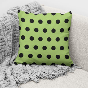 Modernes, grünes Schwarz-Polka-Punktmuster Kissen