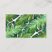 Modernes grünes tropisches Blätter Visitenkarte (Rückseite)
