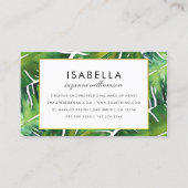Modernes grünes tropisches Blätter Visitenkarte (Vorderseite)