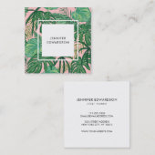 Modernes grünes tropisches Watercolor-Blätter Quadratische Visitenkarte (Vorne/Hinten)