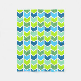 Modernes grünes und blaues geometrisches Zickzack Fleecedecke