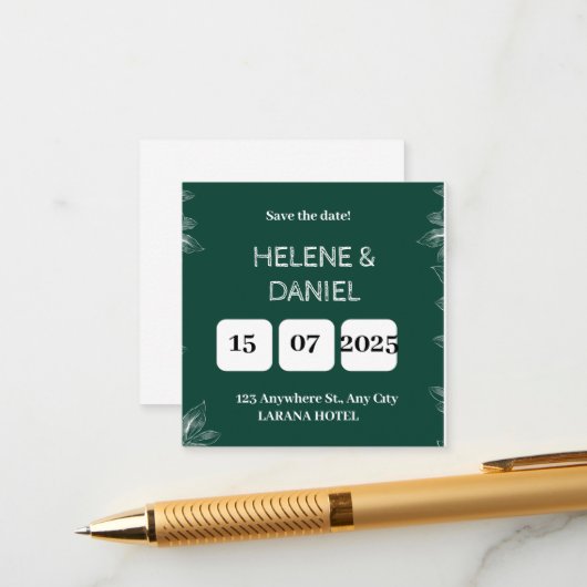 Modernes, grünes und gelbes, horizontales Hochzeit Begleitkarte (Vorderseite/Rückseite Beispiel)