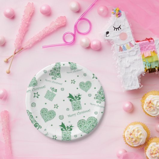 Modernes grünes Weihnachtsbaum Weihnachtsbaum-Part Pappteller (Party)
