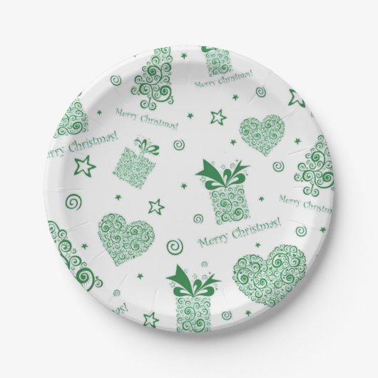 Modernes grünes Weihnachtsbaum Weihnachtsbaum-Part Pappteller (Vorderseite)