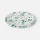 Modernes grünes Weihnachtsbaum Weihnachtsbaum-Part Pappteller (Schrägansicht)