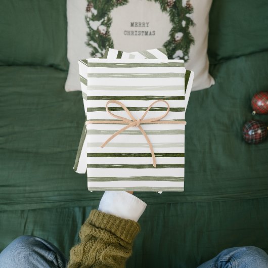 Modernes Grünes Weihnachtsmuster Geschenkpapier Set