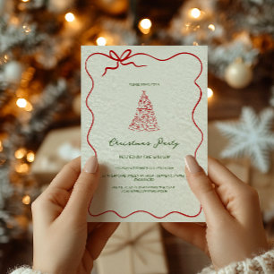 Modernes grünes Whimsisches Weihnachtsfest-Party Einladung