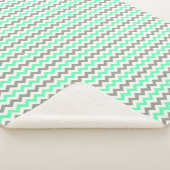 Modernes, grünes, Zickzack Muster Sherpadecke (3/4)