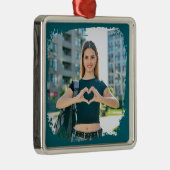 Modernes Grunge Border Foto Ornament Aus Metall (Rechts)