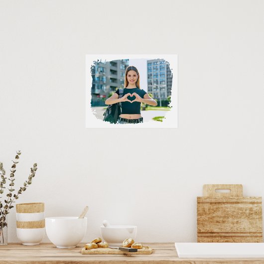 Modernes Grunge Border Foto Poster (Küche)