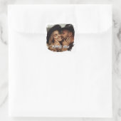 Modernes Grunge Border Wedding Foto Vielen Dank Quadratischer Aufkleber (Tasche)