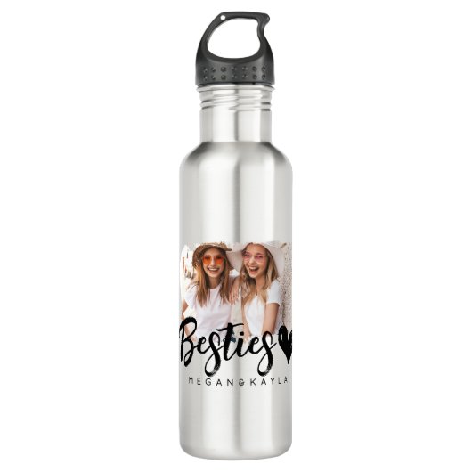 Modernes Grunge Herz Best Friends BESTE FREUNDIN F Edelstahlflasche (Vorderseite)