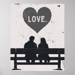 Modernes Grunge Liebe Artwork - Urban, Minimalisti Poster