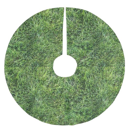 Modernes Grüngrasmuster Weihnachten Polyester Weihnachtsbaumdecke (Vorderseite)