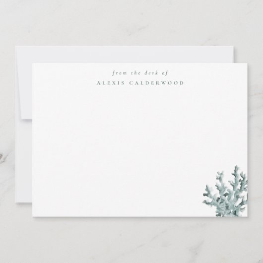 Modernes Grünmeerkorallen Personalisiert Mitteilungskarte (Vorderseite)