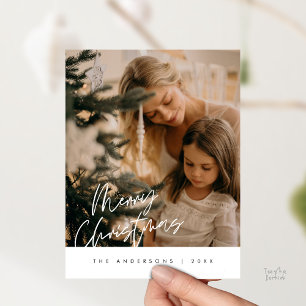 Modernes Gruß, frohe Weihnachten Familie Foto Pos Postkarte