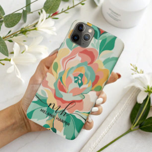 Modernes, gürmisch-grünes Aquarellfarbenmonogramm Case-Mate iPhone Hülle