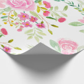 Modernes, gürtelrosa grünes, blumenfarbenes Muster Geschenkpapier (Ecke)