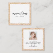 Modernes, gürtelrosa-schicke Gold Glitzer Glitzern Quadratische Visitenkarte (Vorne/Hinten)