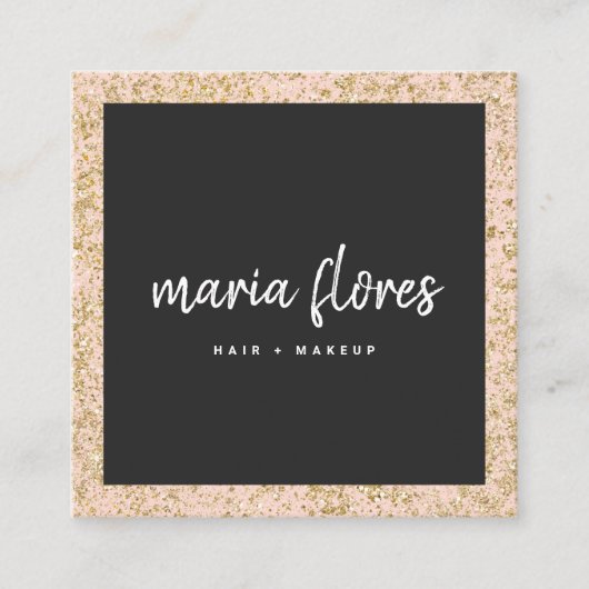 Modernes, gürtelrosa-schicke Gold Glitzer Glitzern Quadratische Visitenkarte (Vorderseite)