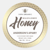 Modernes Gütezeichen für Honigweine aus Gold Runder Aufkleber (Vorderseite)