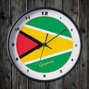 Modernes Guyana-Design, Guyana-Flagge trendy Zuhau Runde Wanduhr