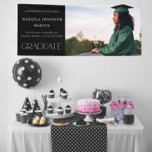 Modernes H-Foto-Graduate-Banner - Schwarz