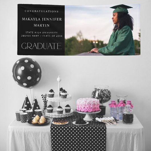 Modernes H-Foto-Graduate-Banner - Schwarz Banner