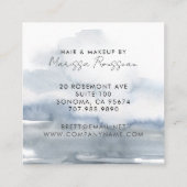 Modernes Haar Abstraktes Aquarell Blau Quadratische Visitenkarte (Rückseite)