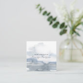 Modernes Haar Abstraktes Aquarell Blau Quadratische Visitenkarte (Stehend Vorderseite)