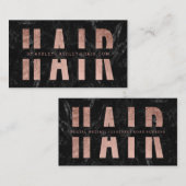 Modernes Haar geschnitten Rose Gold schwarzen Marm Visitenkarte (Vorne/Hinten)