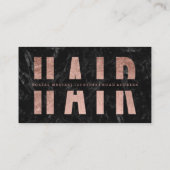 Modernes Haar geschnitten Rose Gold schwarzen Marm Visitenkarte (Rückseite)