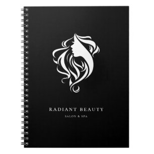 Modernes Haarsalon Weibliches Silhouette-Logo Notizblock