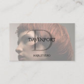 Modernes Haarstudio-Foto-Monogramm Visitenkarte (Vorderseite)