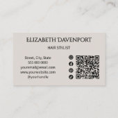 Modernes Haarstudio-Foto-QR-Code-Social-Monogramm Visitenkarte (Rückseite)