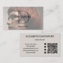 Modernes Haarstudio-Foto-QR-Code-Social-Monogramm