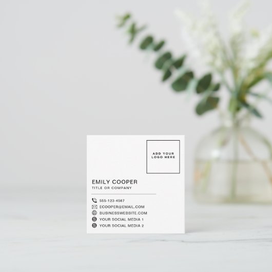 Modernes Hahnentrittmuster-Logo-Schwarz und Grün Quadratische Visitenkarte (Stehend Vorderseite)