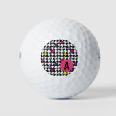 Modernes Hahnentrittmuster Muster Rosa Lila gelb Golfball (Vorderseite)