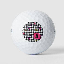 Modernes Hahnentrittmuster Muster Rosa Lila gelb Golfball